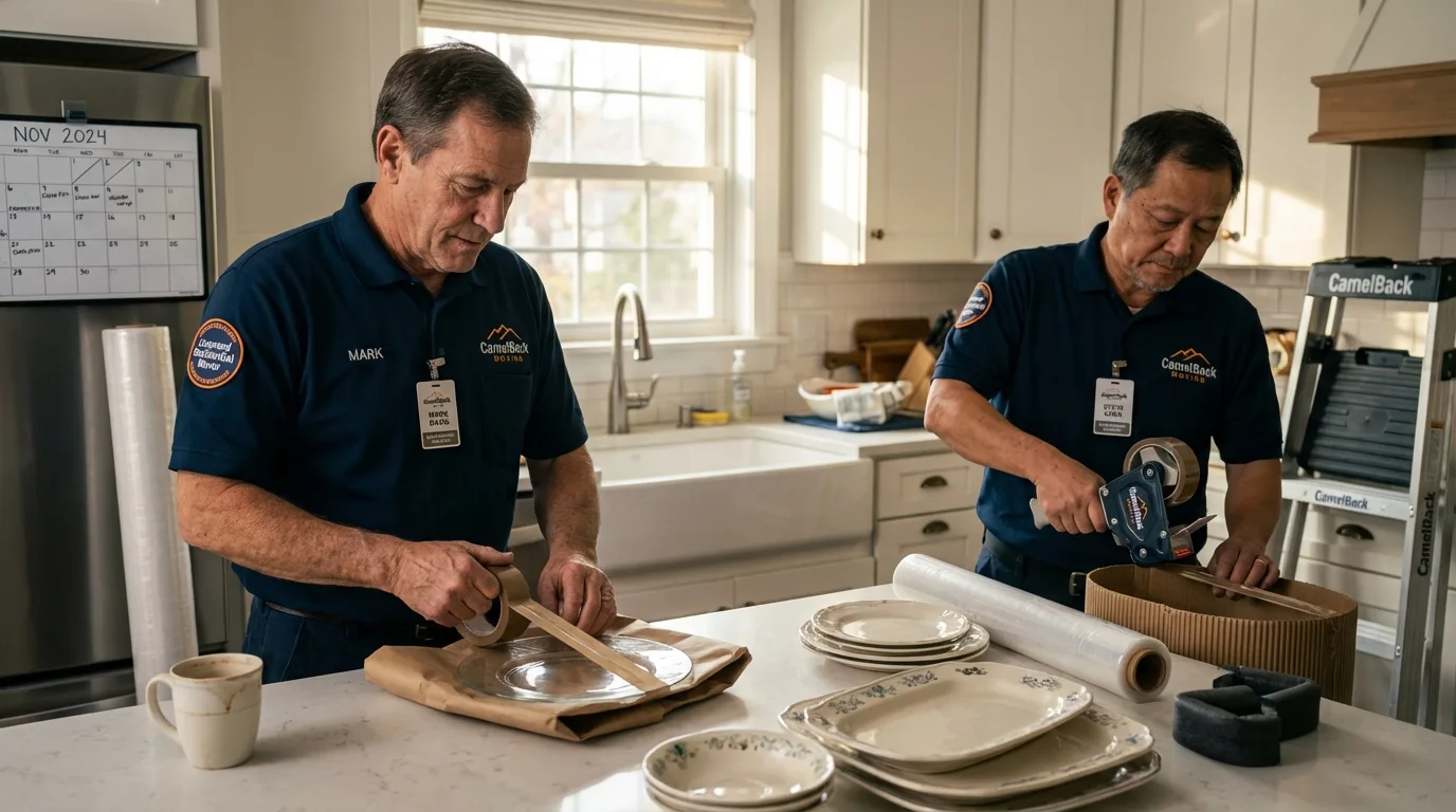 Professional crew packing kitchen dishware in Chula Vista, CA